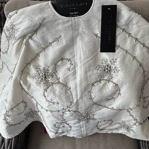Tahari White Embellished Tree Skirt